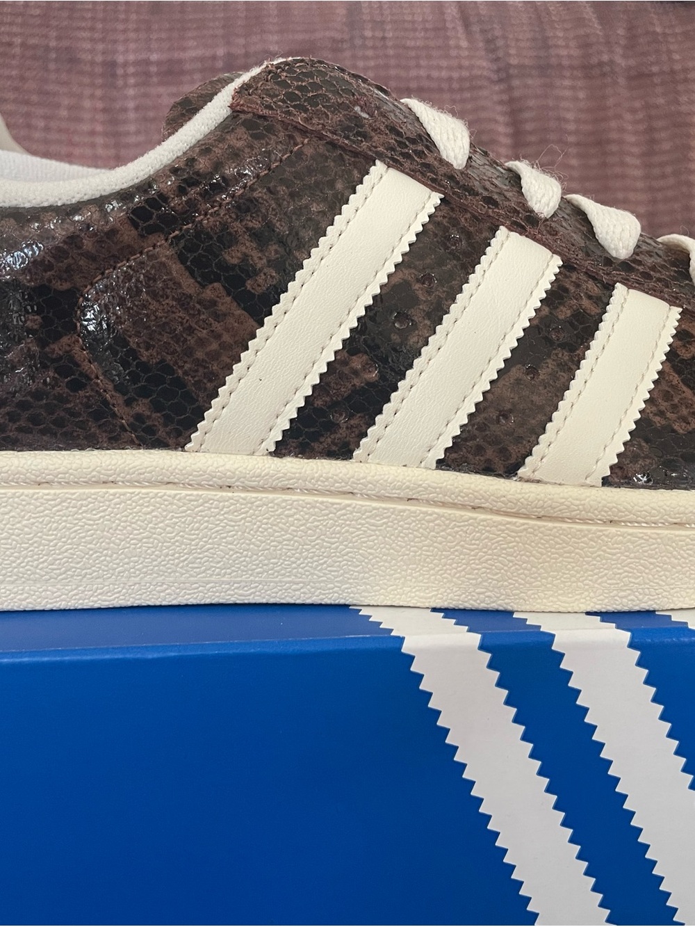 adidas superstar II Brown Snake-Print Low Top Sneaker with White Stripes